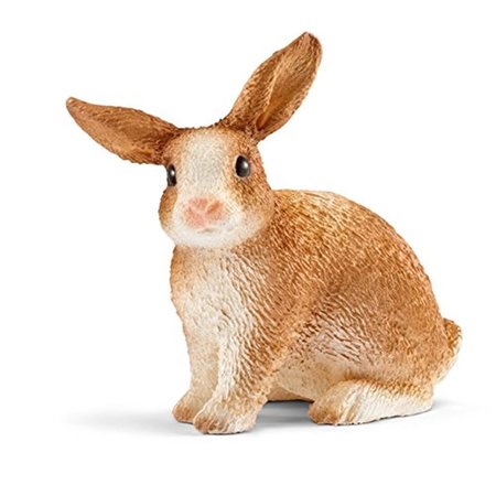 SCHLEICH NORTH AMERICA Schleich North America 224609 Sitting Rabbit Toy Figure; Brown & White 224609